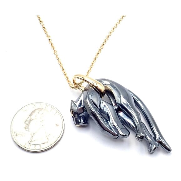Authentic Panthere de Cartier Panther 18k Yellow Gold & Silverium Necklace Paper - Picture 4 of 15